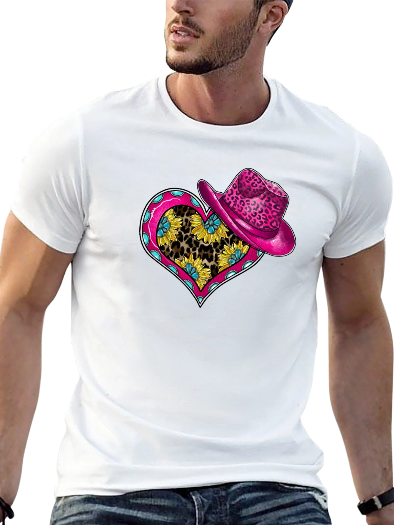 Sunflower Leopard Heart T-Shirt