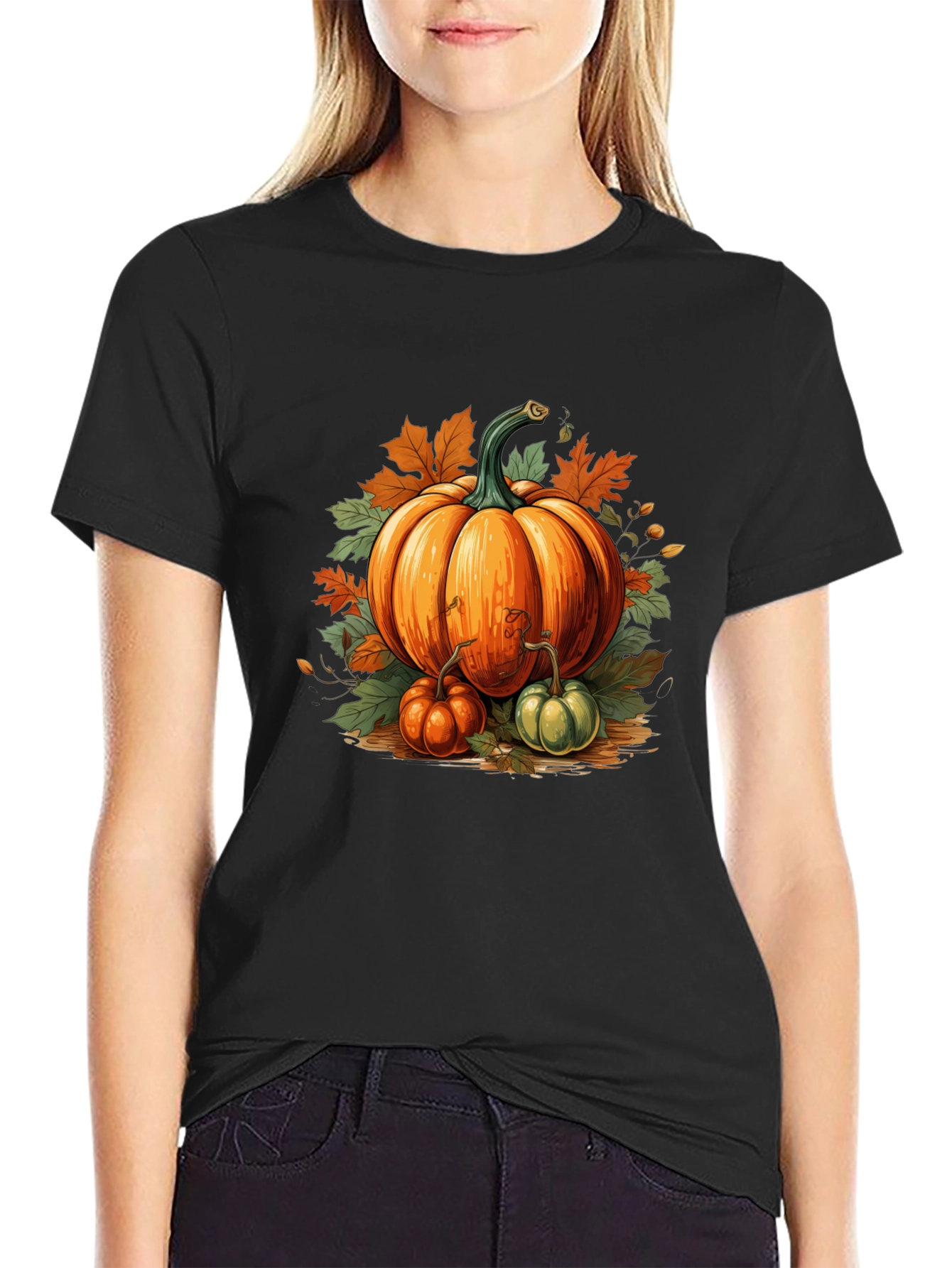 Fall Pumpkin T-Shirt - Autumn Harvest Design