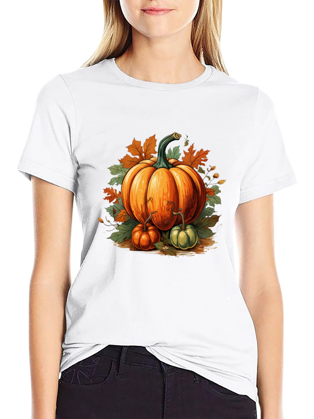 Fall Pumpkin T-Shirt - Autumn Harvest Design