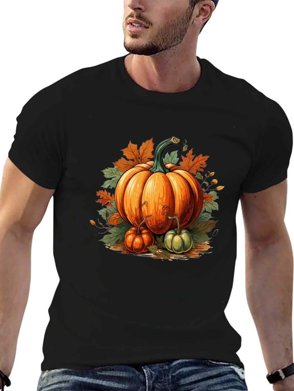 Fall Pumpkin T-Shirt - Autumn Harvest Design