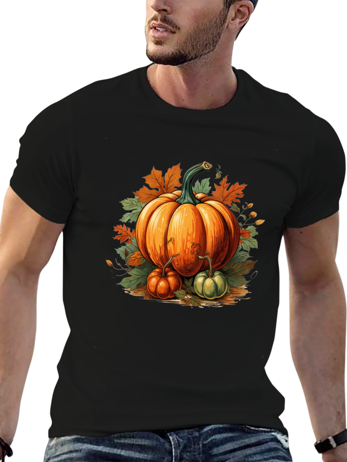 Fall Pumpkin T-Shirt - Autumn Harvest Design