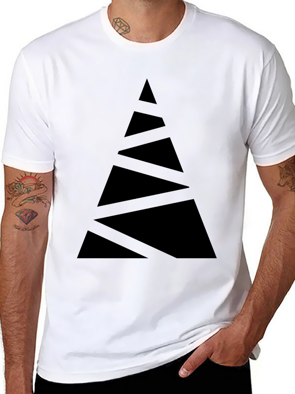 Modern Black T-Shirt with Geometric Triangle Design