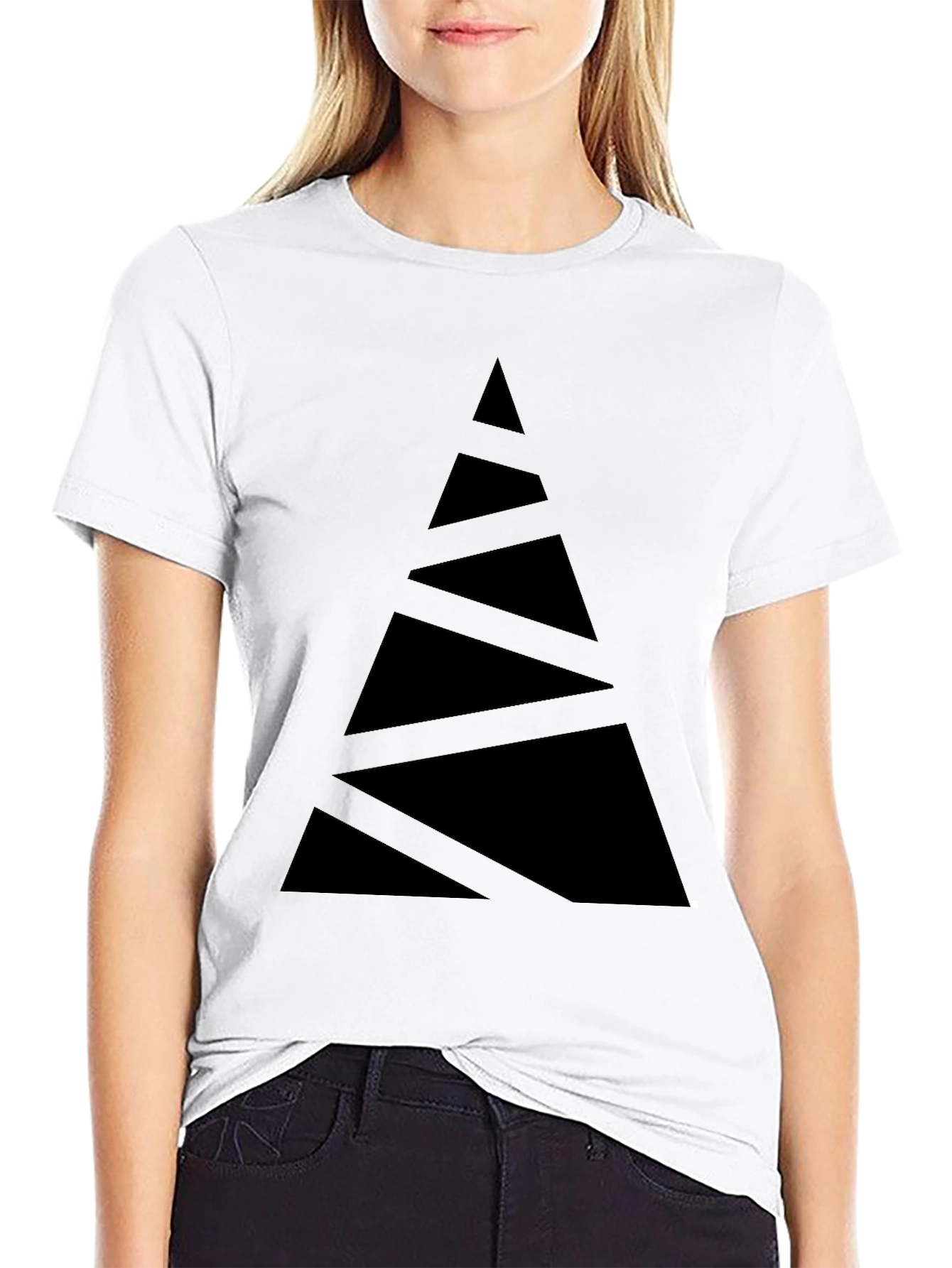 Modern Black T-Shirt with Geometric Triangle Design