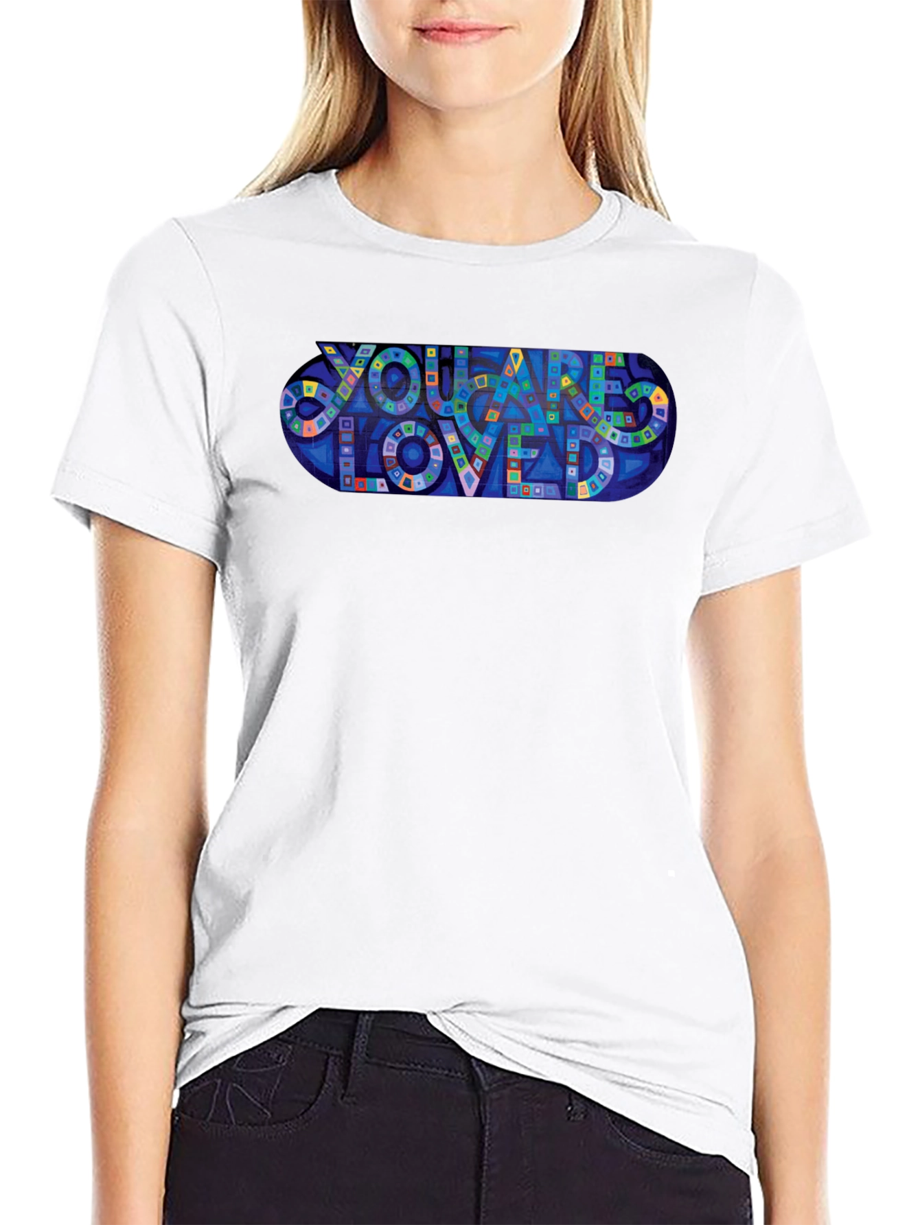 You Are Loved Graphic Print Black T-Shirt