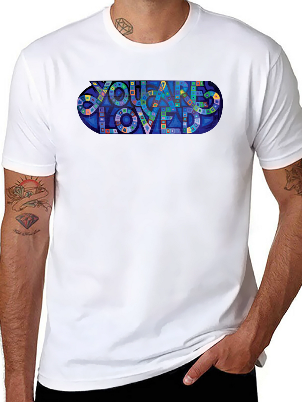 You Are Loved Graphic Print Black T-Shirt