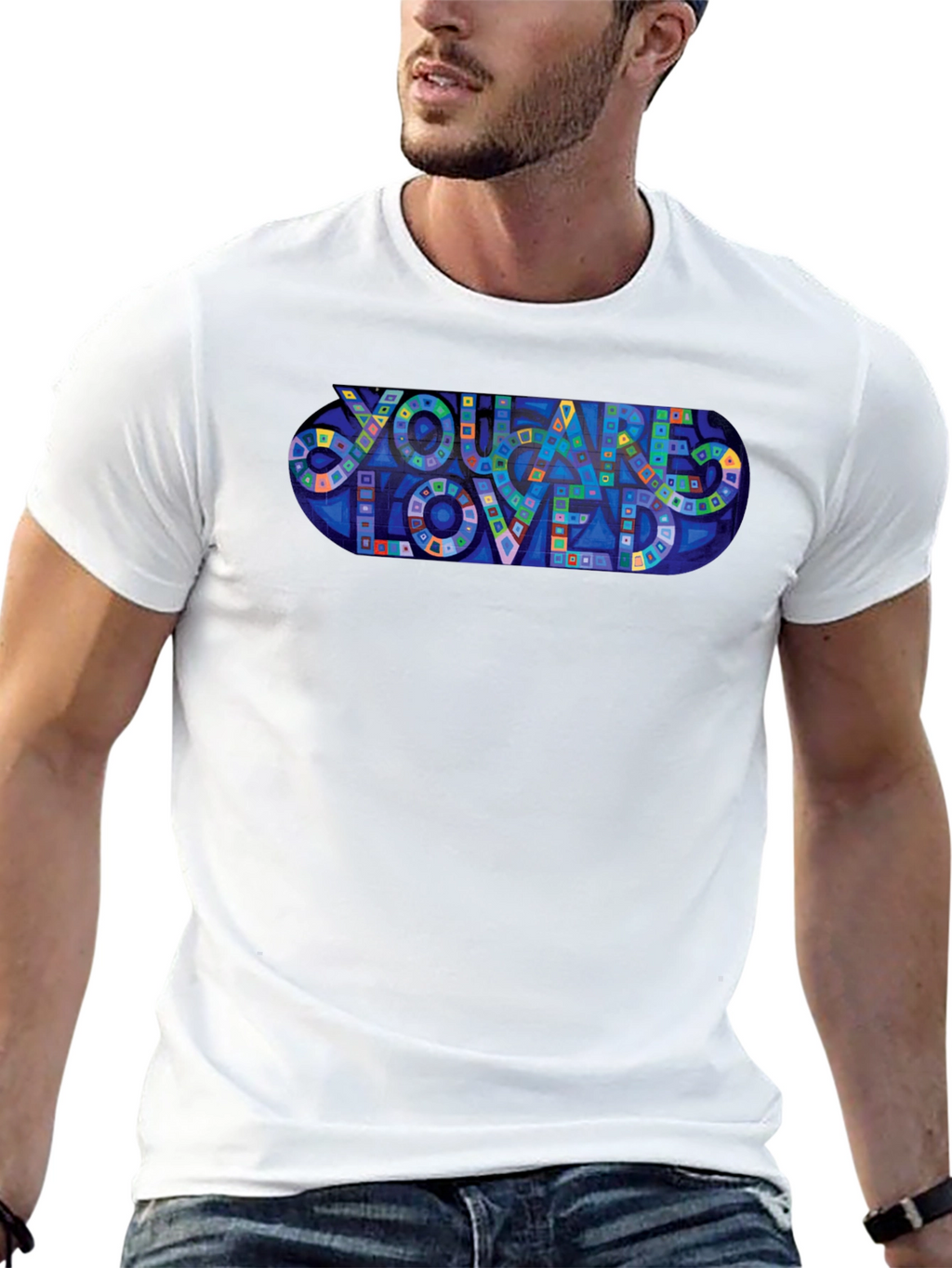 You Are Loved Graphic Print Black T-Shirt