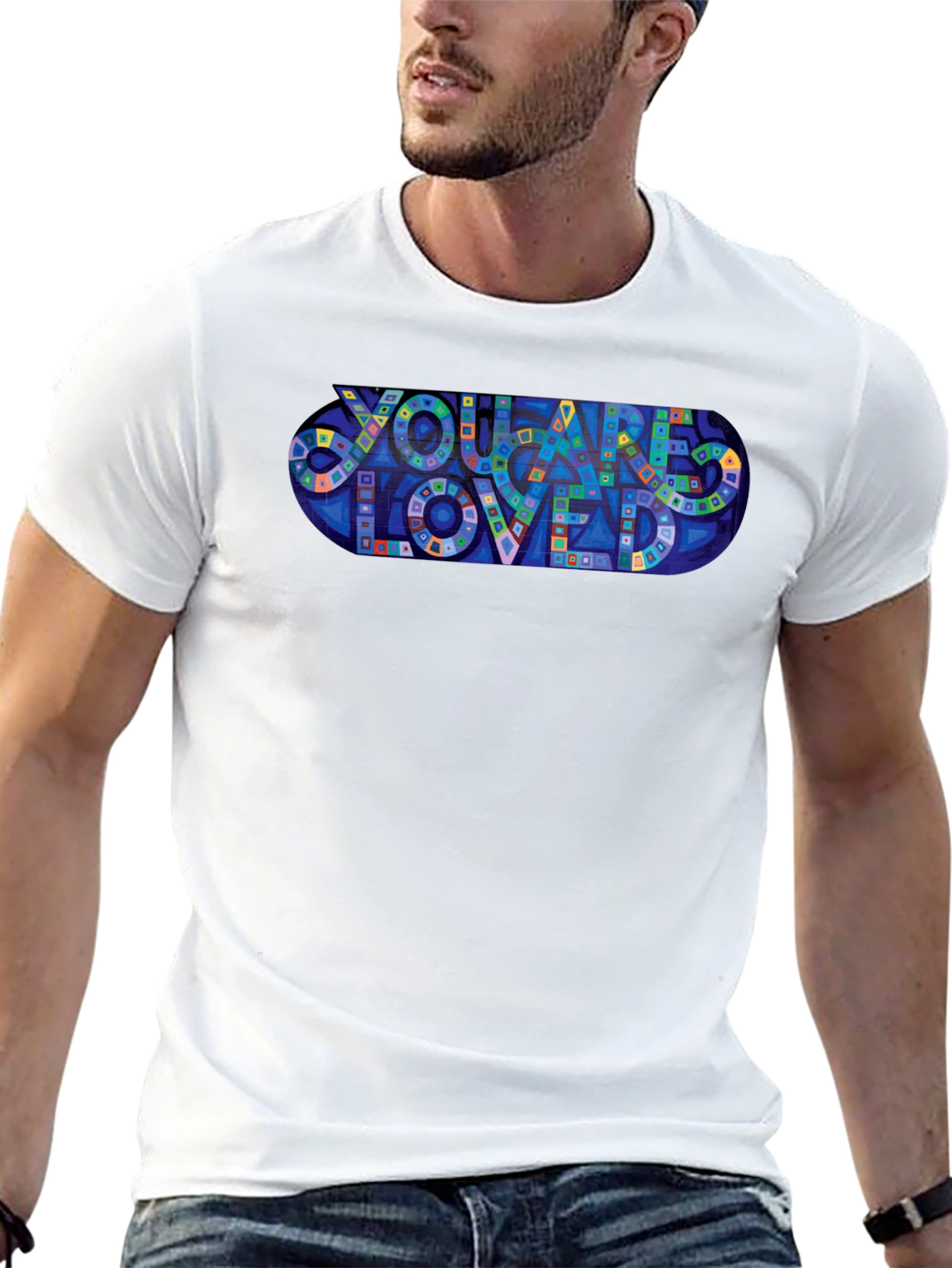 You Are Loved Graphic Print Black T-Shirt
