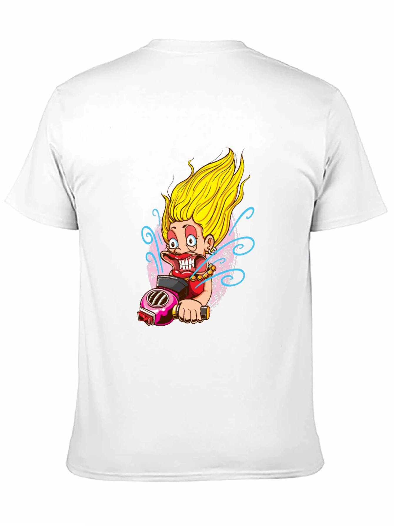 Fun Cartoon Biker Graphic Tee - Black