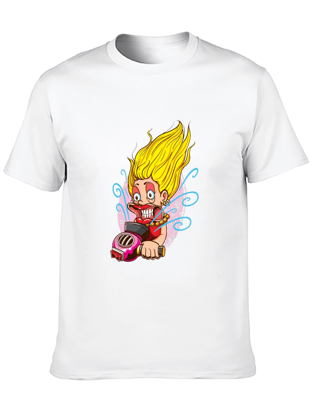Fun Cartoon Biker Graphic Tee - Black