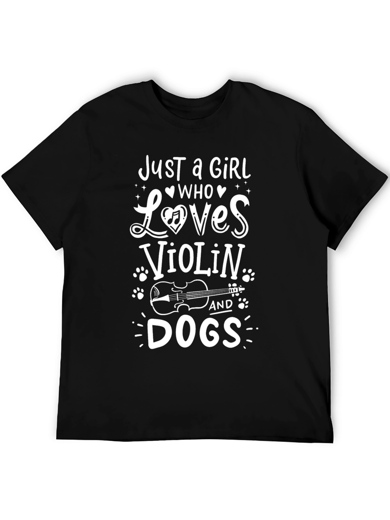 Just a Girl Who Loves Violin and Dogs Black T-Shirt