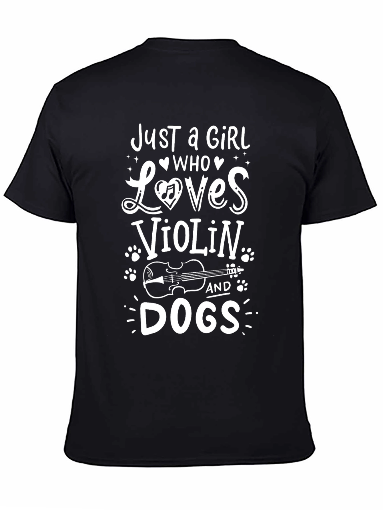 Just a Girl Who Loves Violin and Dogs Black T-Shirt