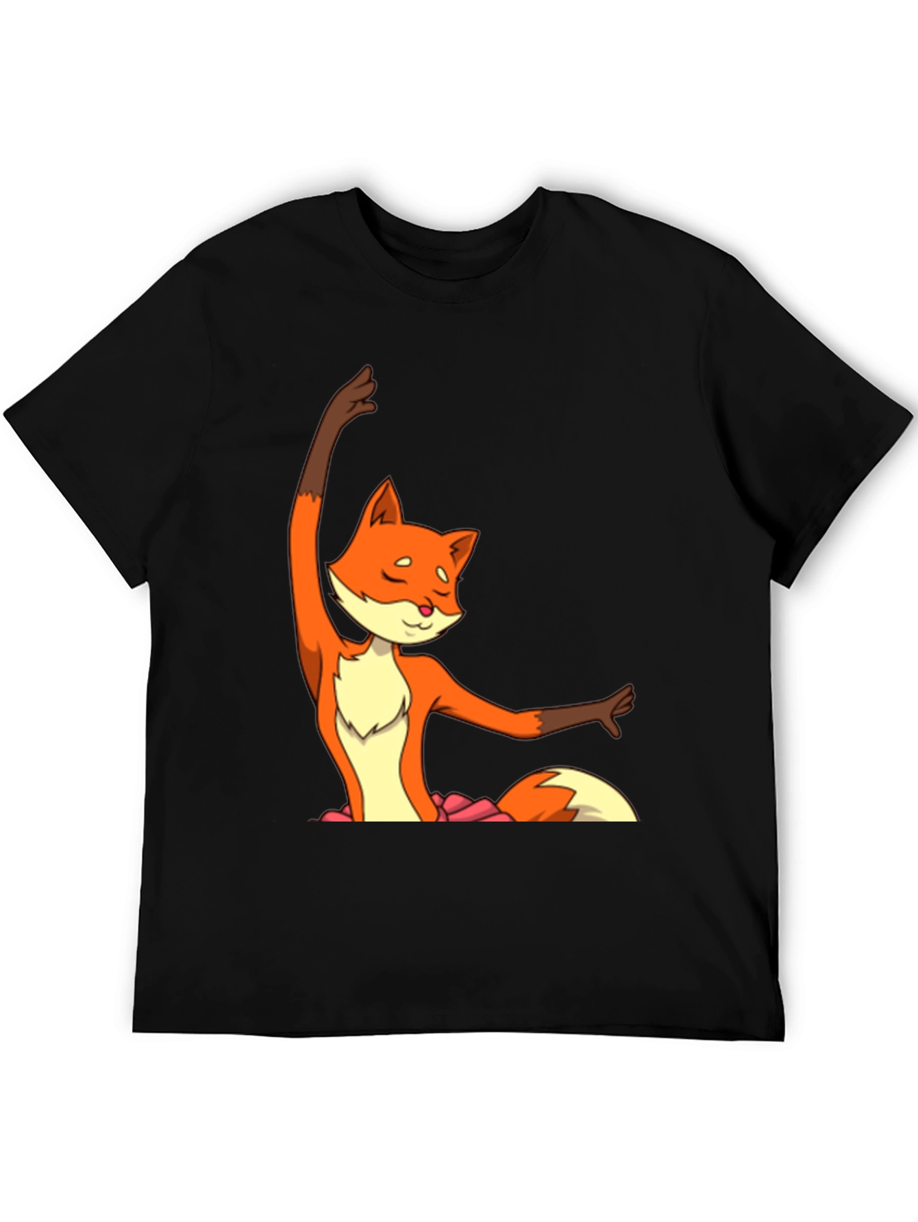Ballet Fox Graphic Tee - Soft Black Cotton
