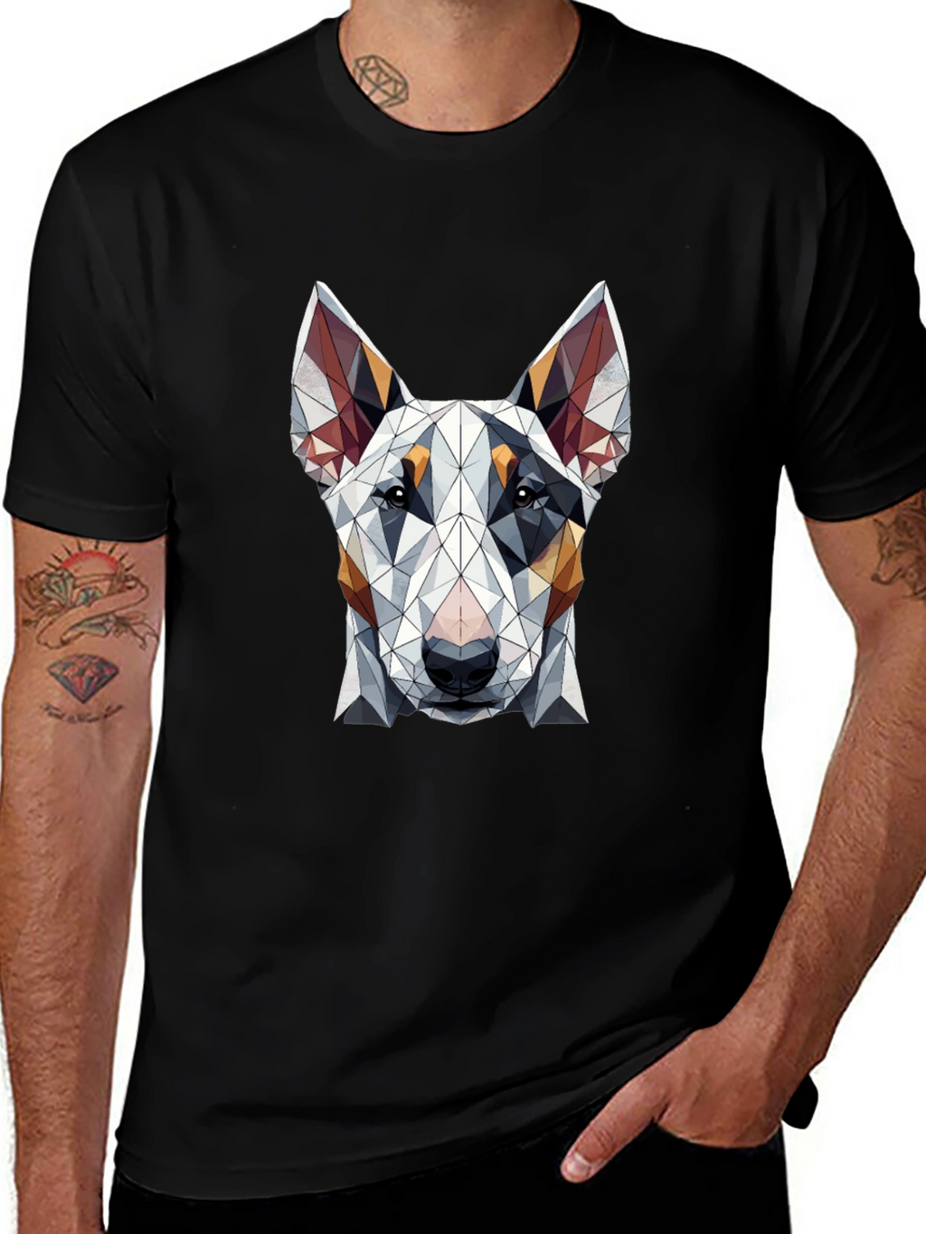 Geometric Dog Graphic Tee - Stylish Mens T-Shirt