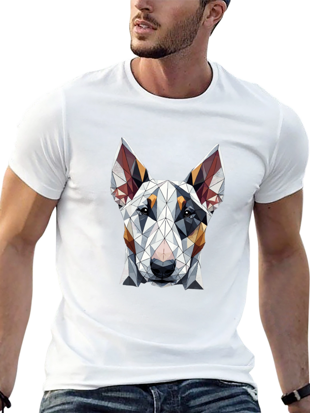 Geometric Dog Graphic Tee - Stylish Mens T-Shirt