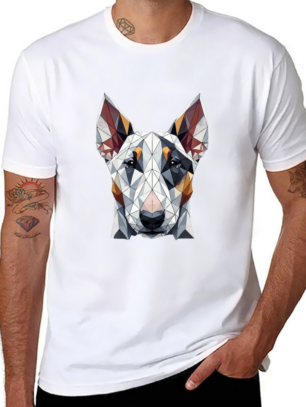 Geometric Dog Graphic Tee - Stylish Mens T-Shirt