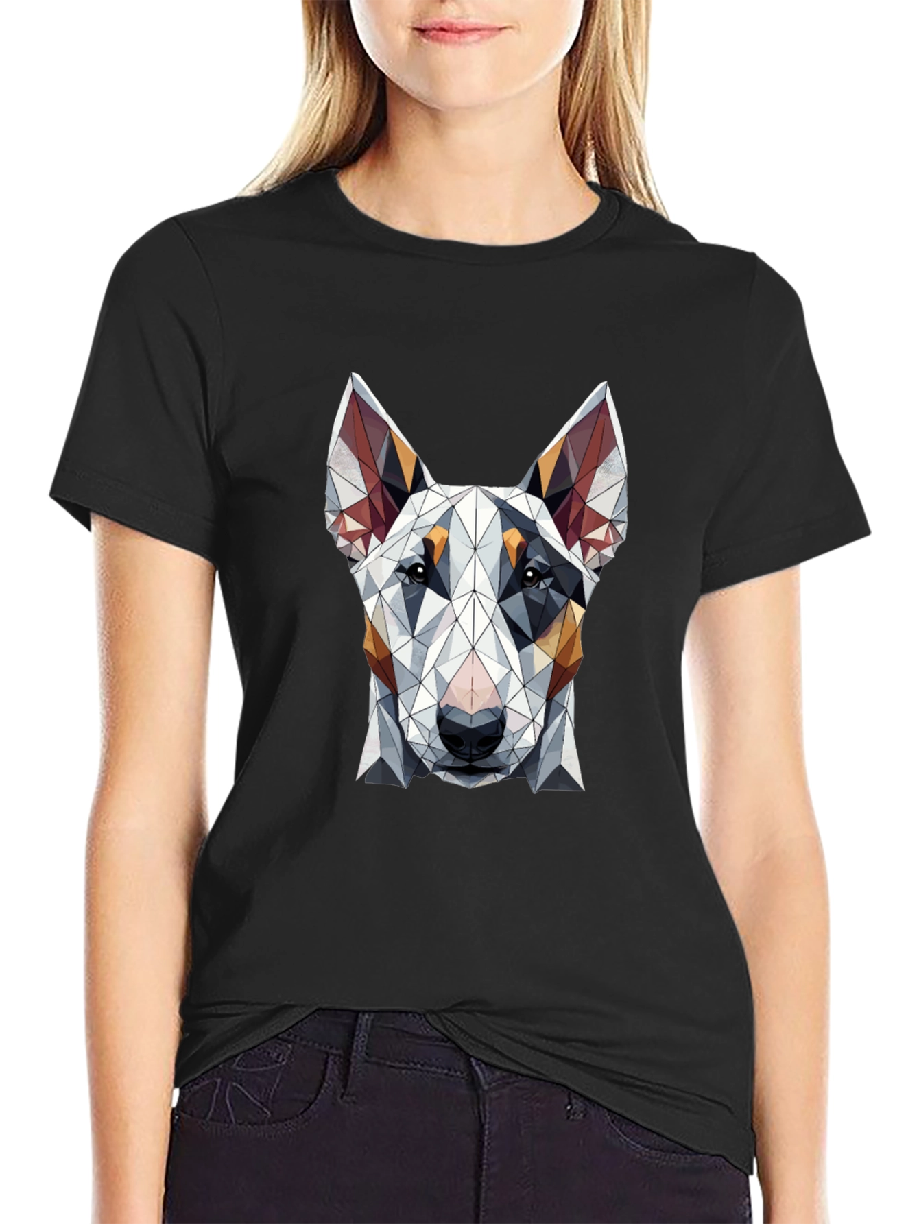 Geometric Dog Graphic Tee - Stylish Mens T-Shirt