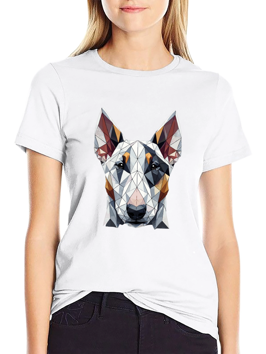 Geometric Dog Graphic Tee - Stylish Mens T-Shirt