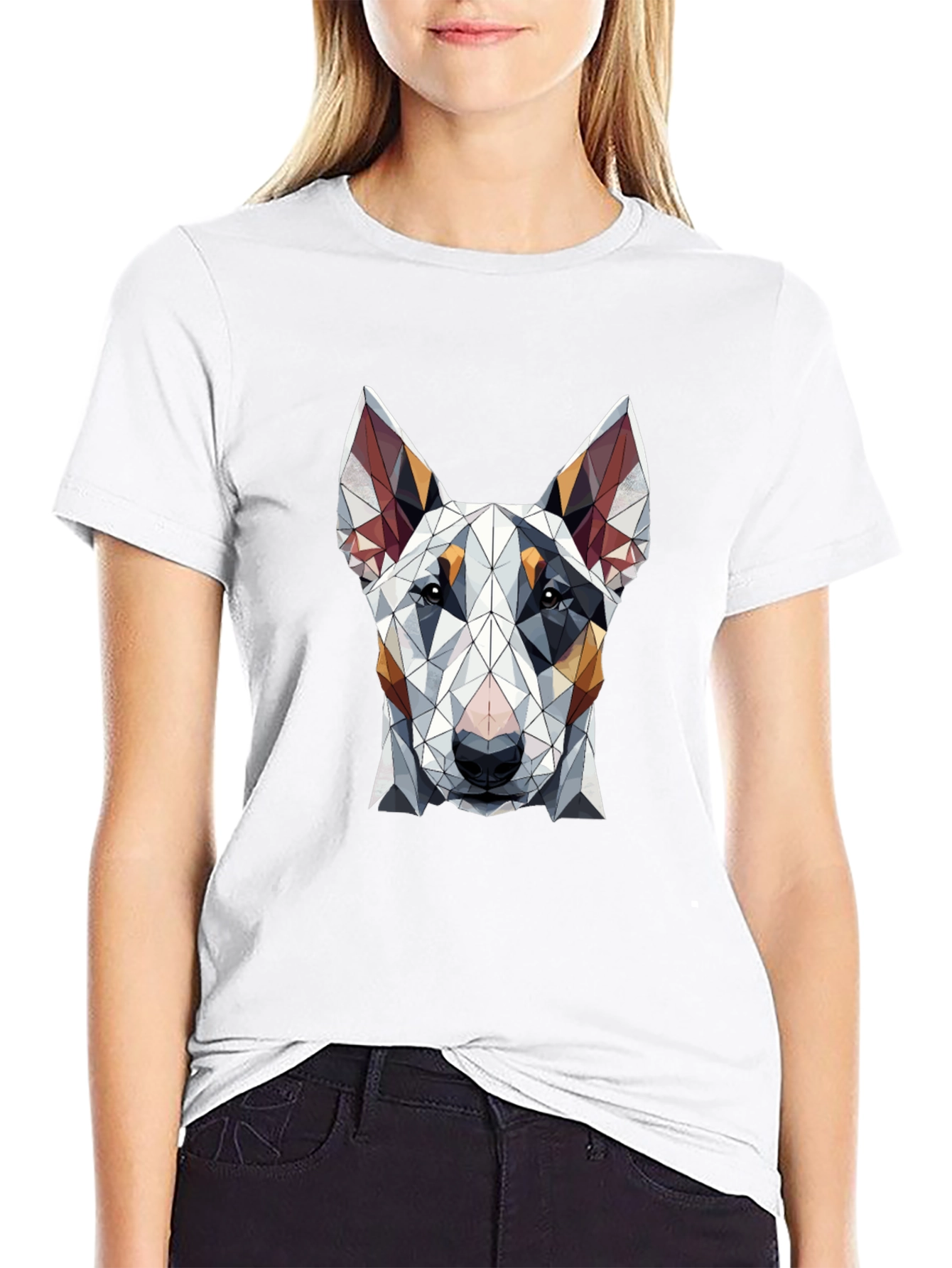 Geometric Dog Graphic Tee - Stylish Mens T-Shirt