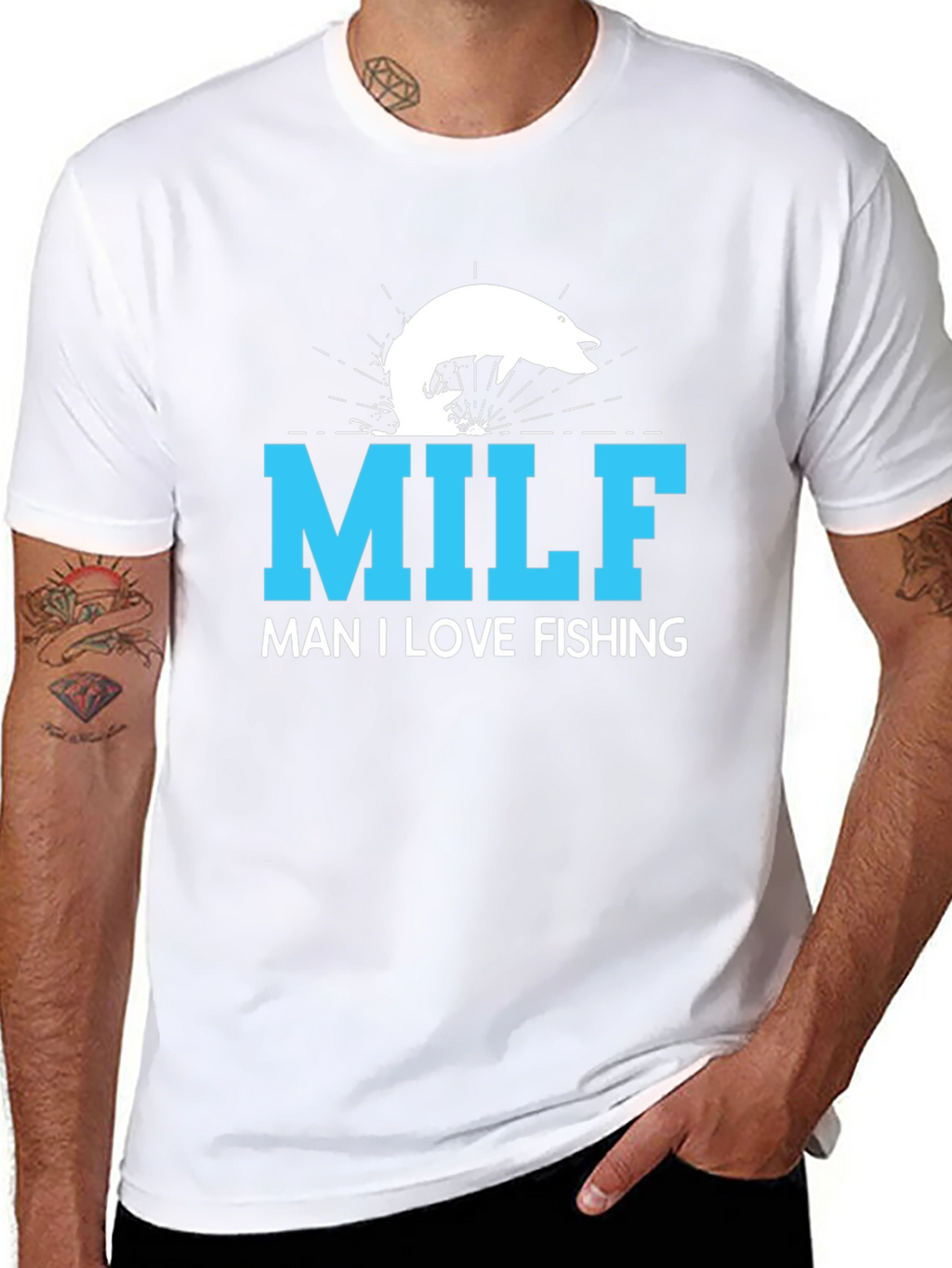 MILF Man I Love Fishing T-Shirt Black Cotton Tee