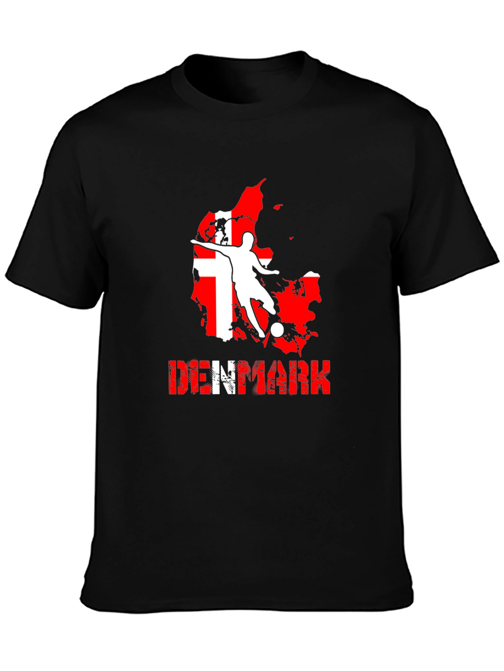 Denmark Soccer T-Shirt: Red & White Map Design