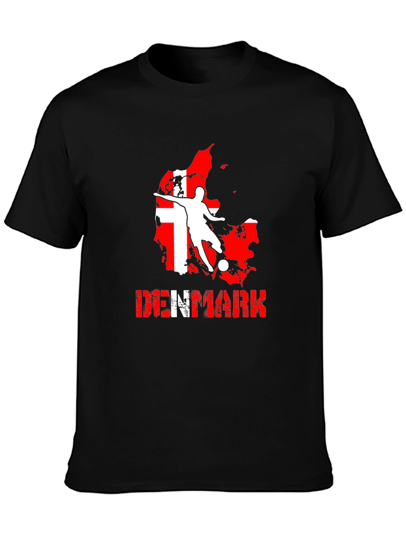 Denmark Soccer T-Shirt: Red & White Map Design