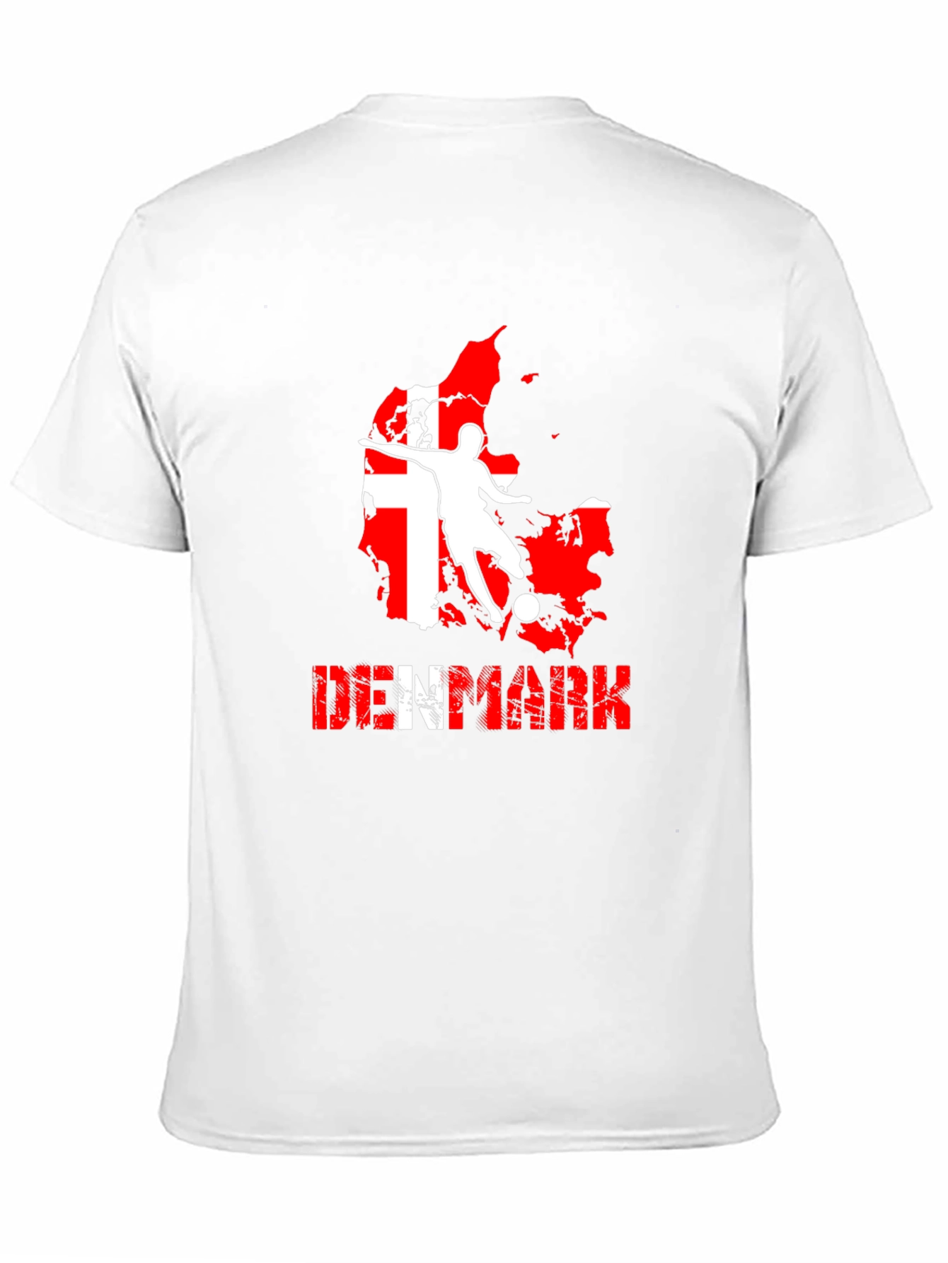 Denmark Soccer T-Shirt: Red & White Map Design