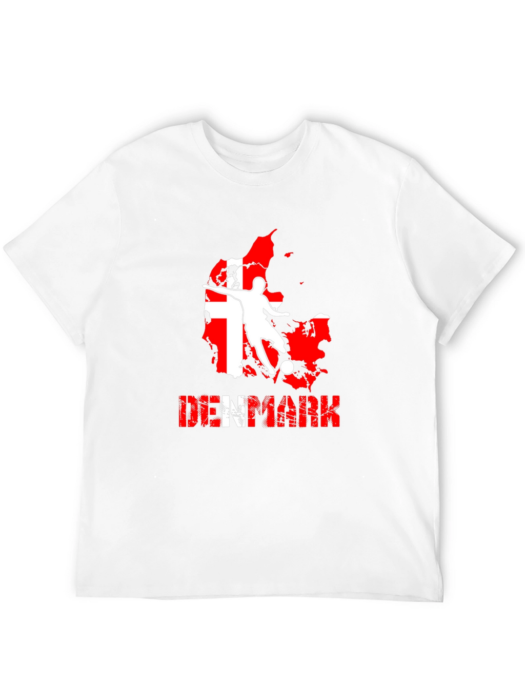 Denmark Soccer T-Shirt: Red & White Map Design