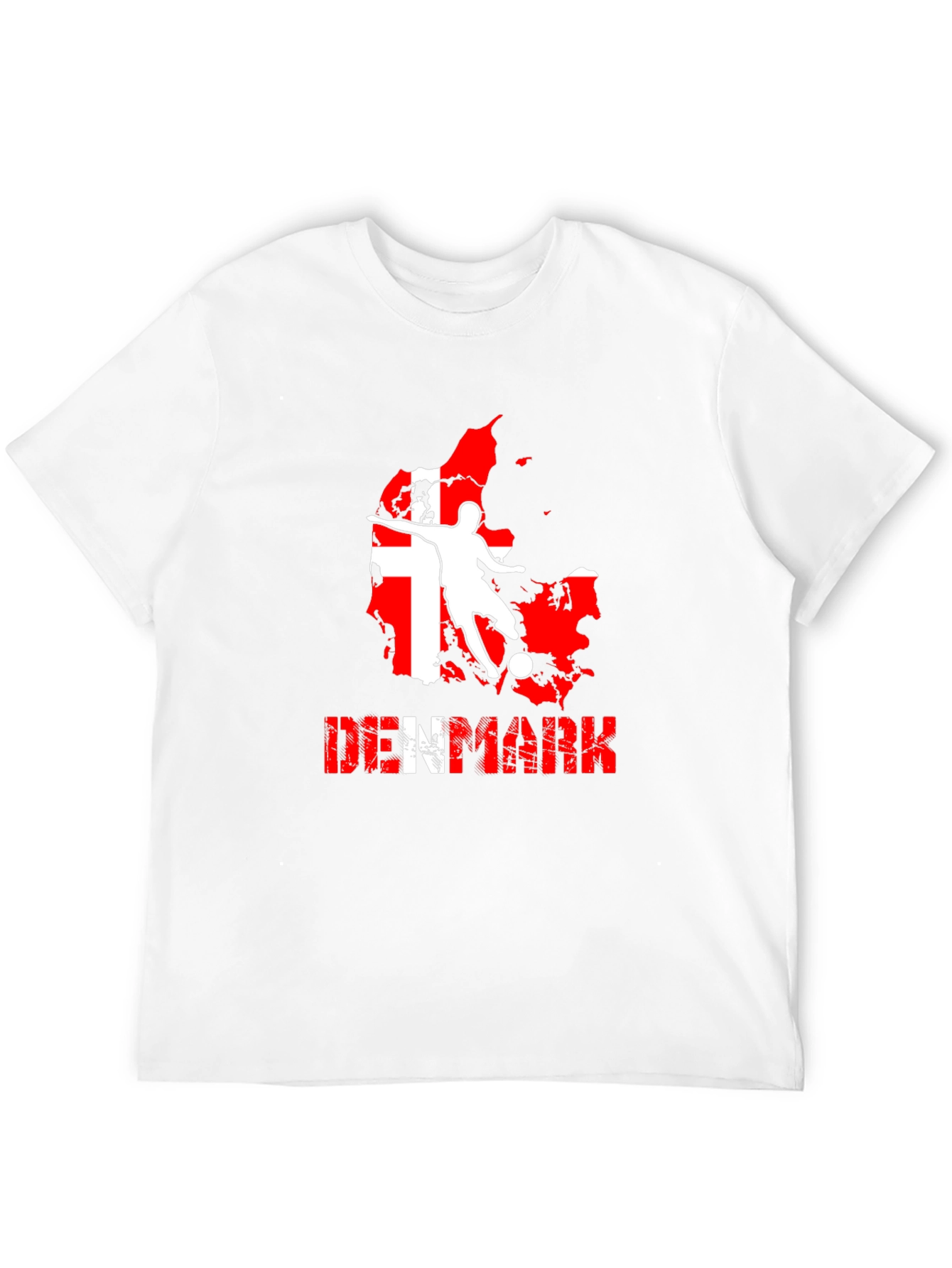 Denmark Soccer T-Shirt: Red & White Map Design