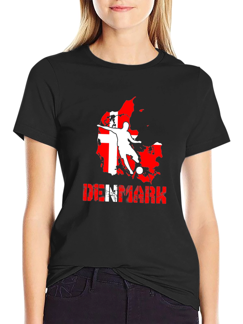 Denmark Soccer T-Shirt: Red & White Map Design