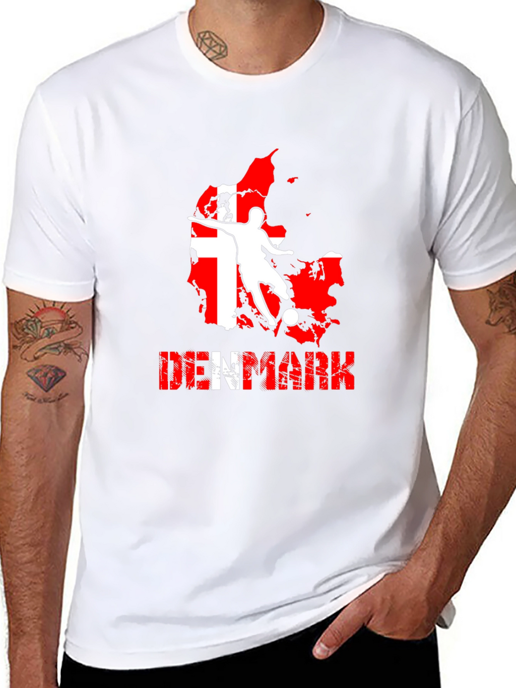 Denmark Soccer T-Shirt: Red & White Map Design