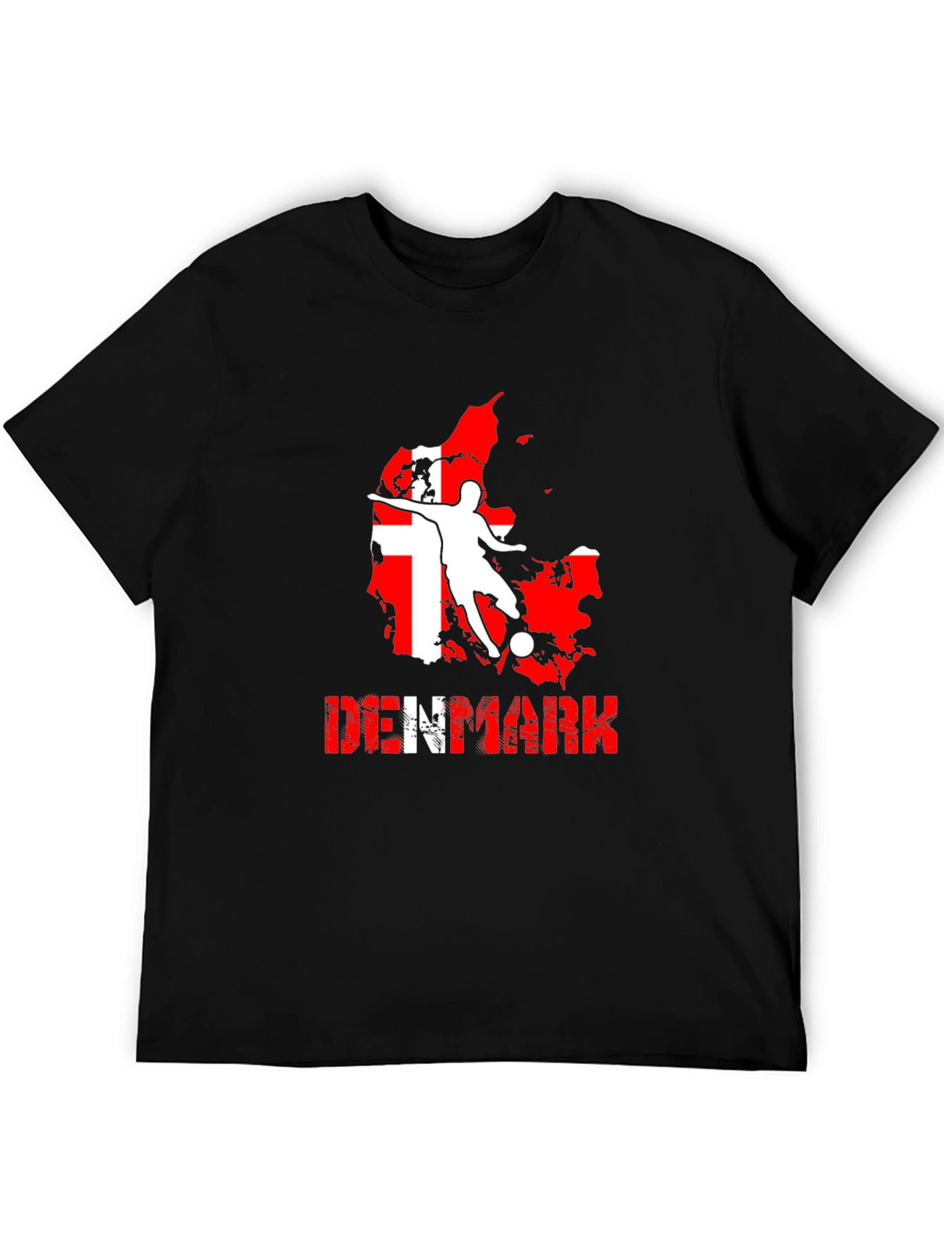 Denmark Soccer T-Shirt: Red & White Map Design