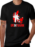 Denmark Soccer T-Shirt: Red & White Map Design