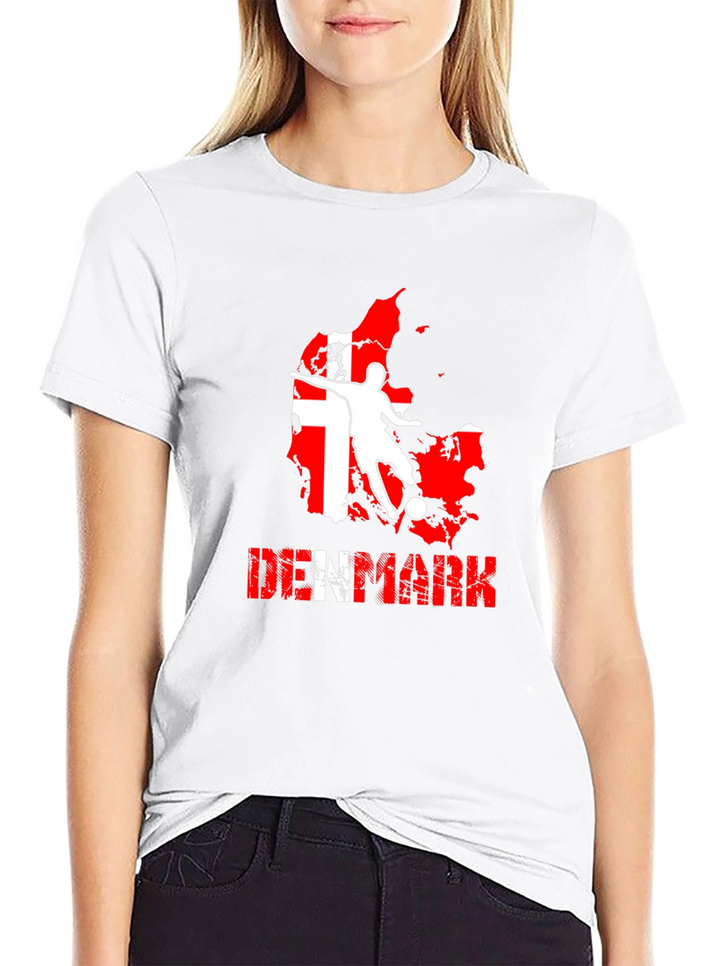 Denmark Soccer T-Shirt: Red & White Map Design