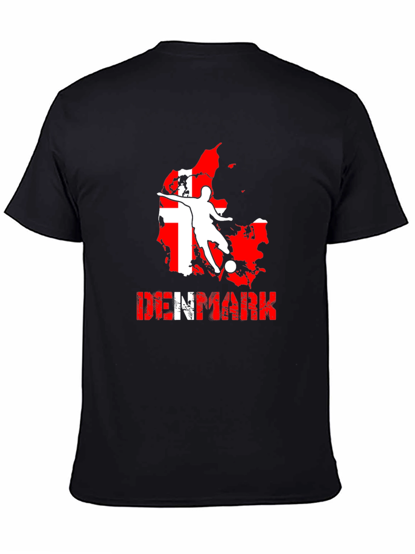Denmark Soccer T-Shirt: Red & White Map Design