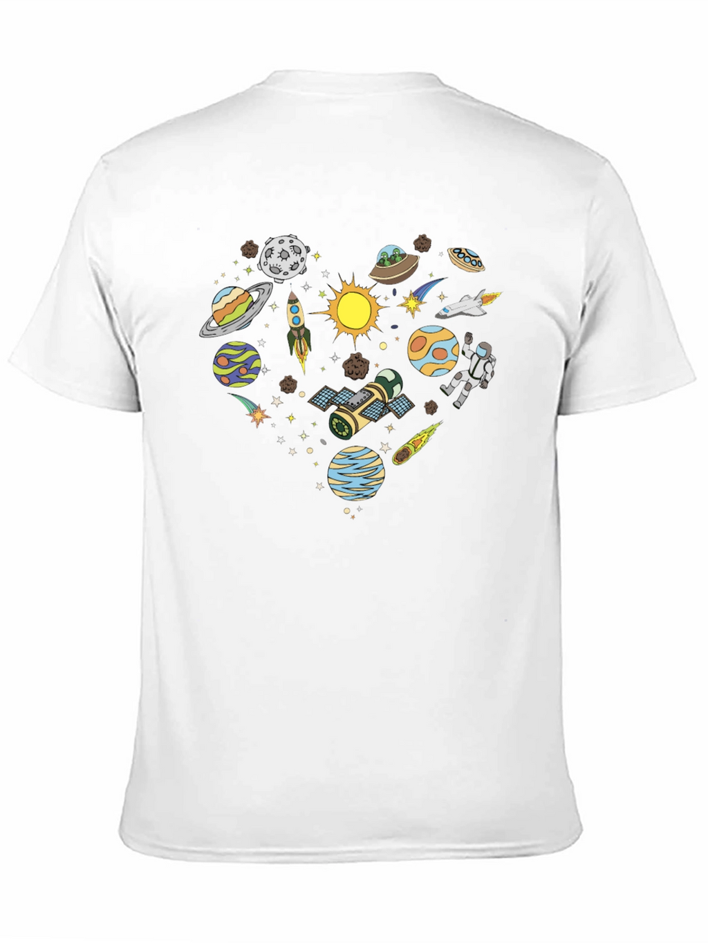 Space Heart Graphic Tee - Black Cotton Shirt