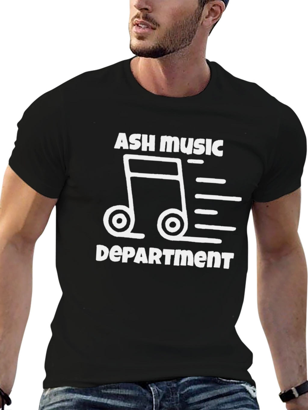 Ash Music Department Graphic Tee - Black Cotton T-Shirt