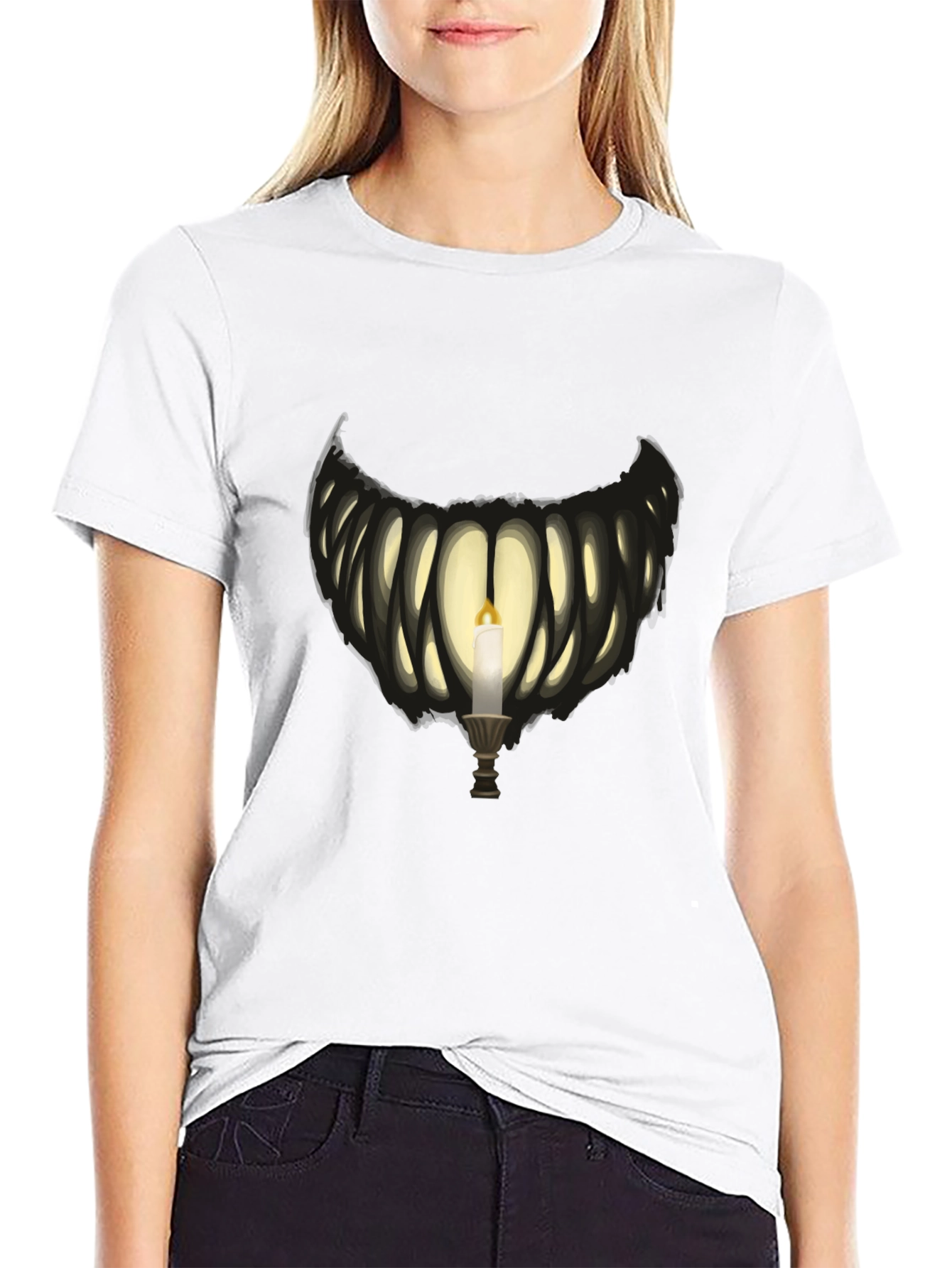 Creepy Candlelight Graphic Tee - Dark Humor T-Shirt