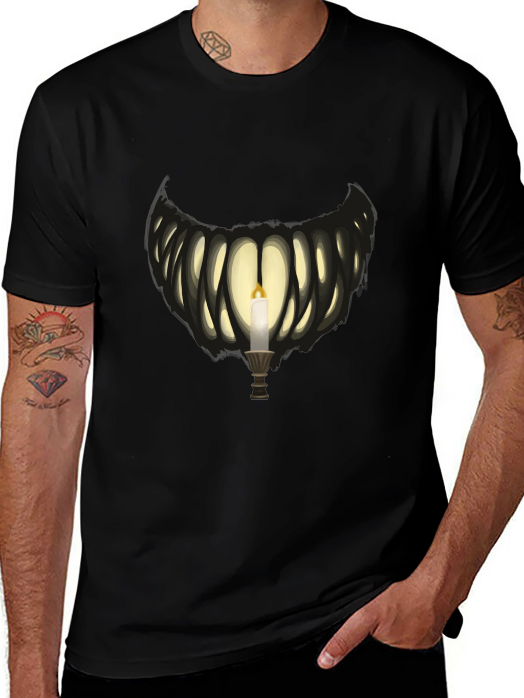Creepy Candlelight Graphic Tee - Dark Humor T-Shirt