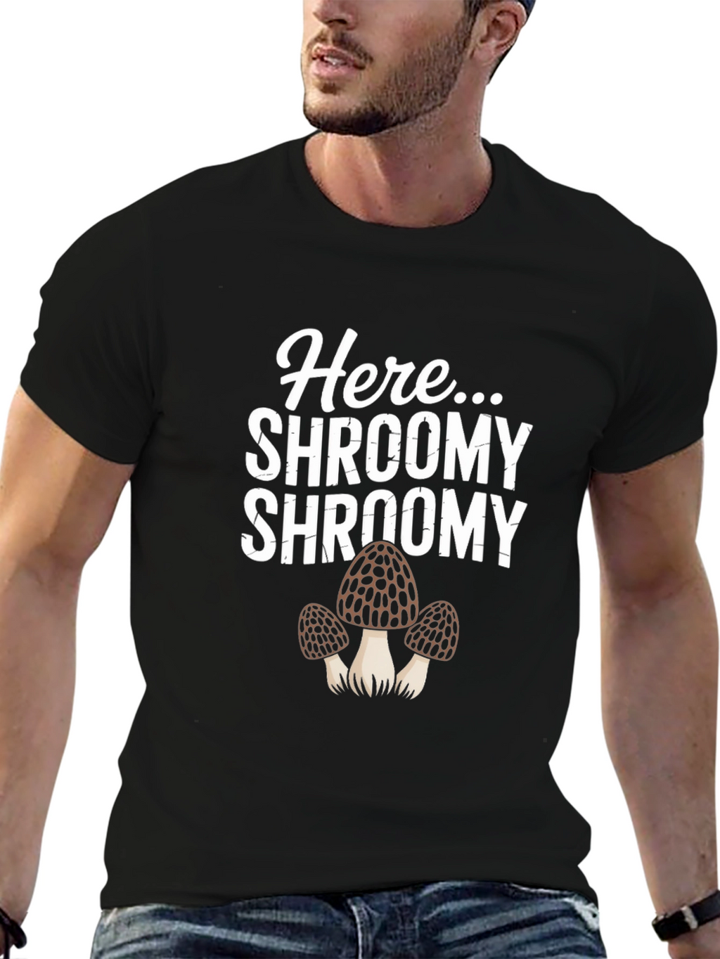 Here Shroomy Mushroom Graphic T-Shirt