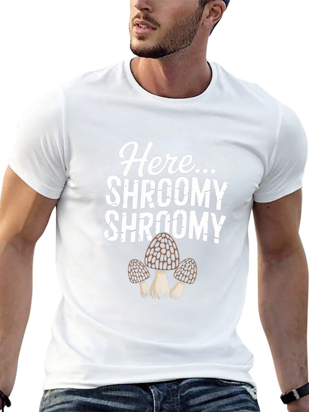 Here Shroomy Mushroom Graphic T-Shirt