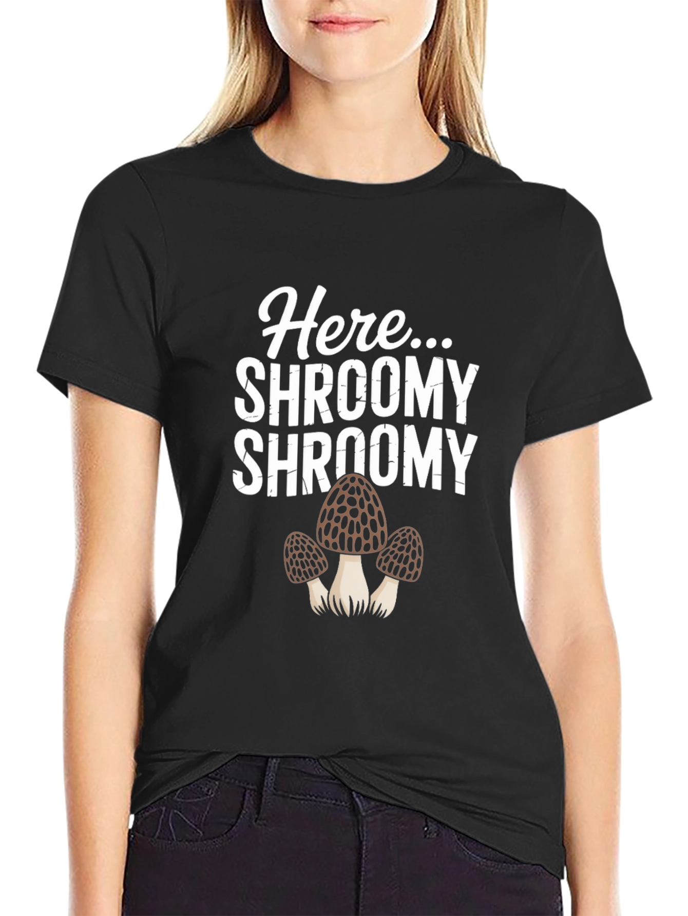 Here Shroomy Mushroom Graphic T-Shirt