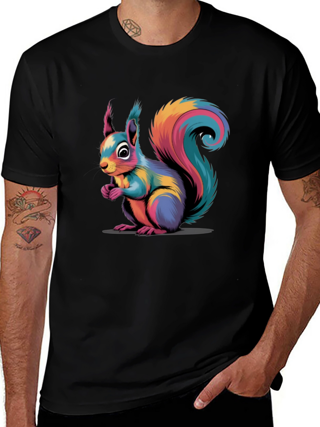 Vibrant Squirrel Graphic Tee - Stylish Animal Print Shirt