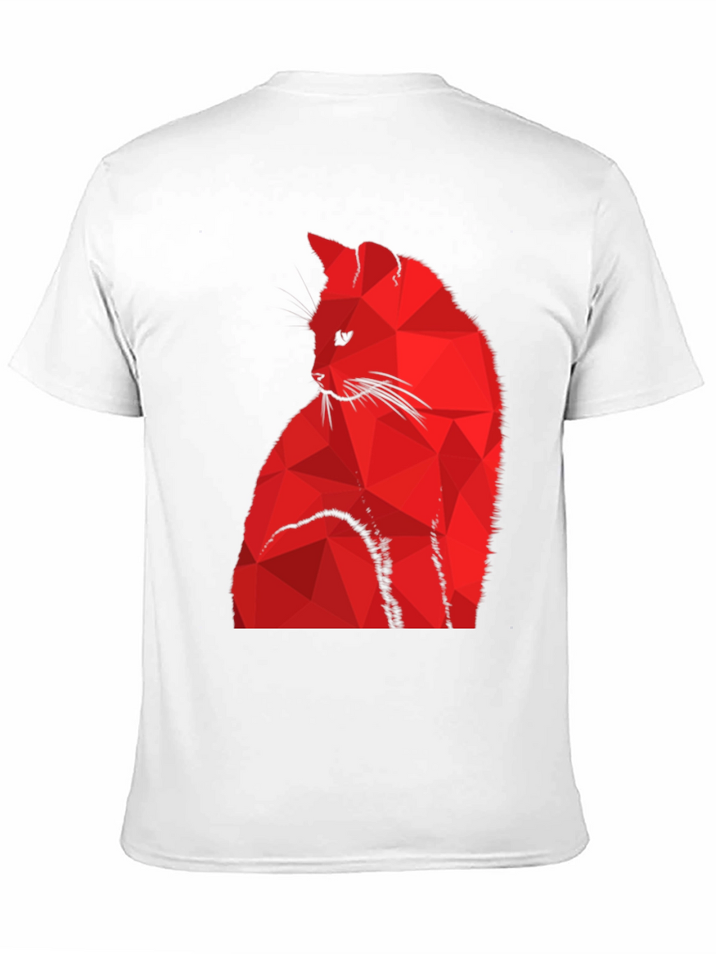 Geometric Red Cat Graphic Black T-Shirt