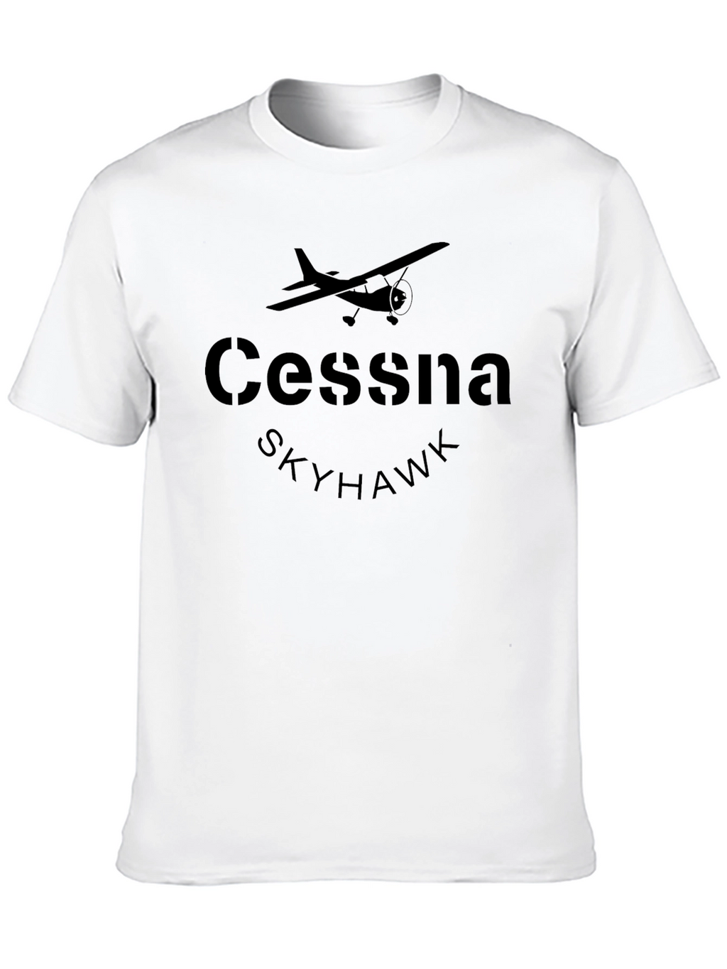 Cessna Skyhawk Airplane Black Graphic T-Shirt