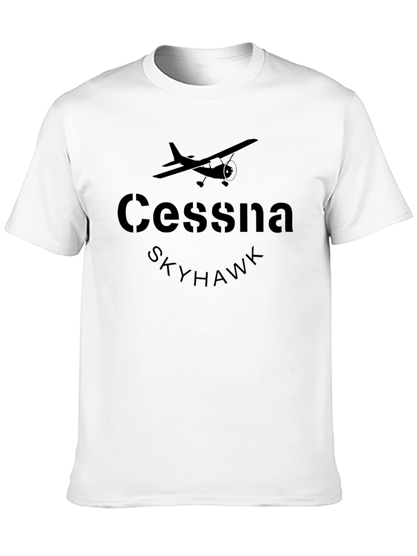 Cessna Skyhawk Airplane Black Graphic T-Shirt