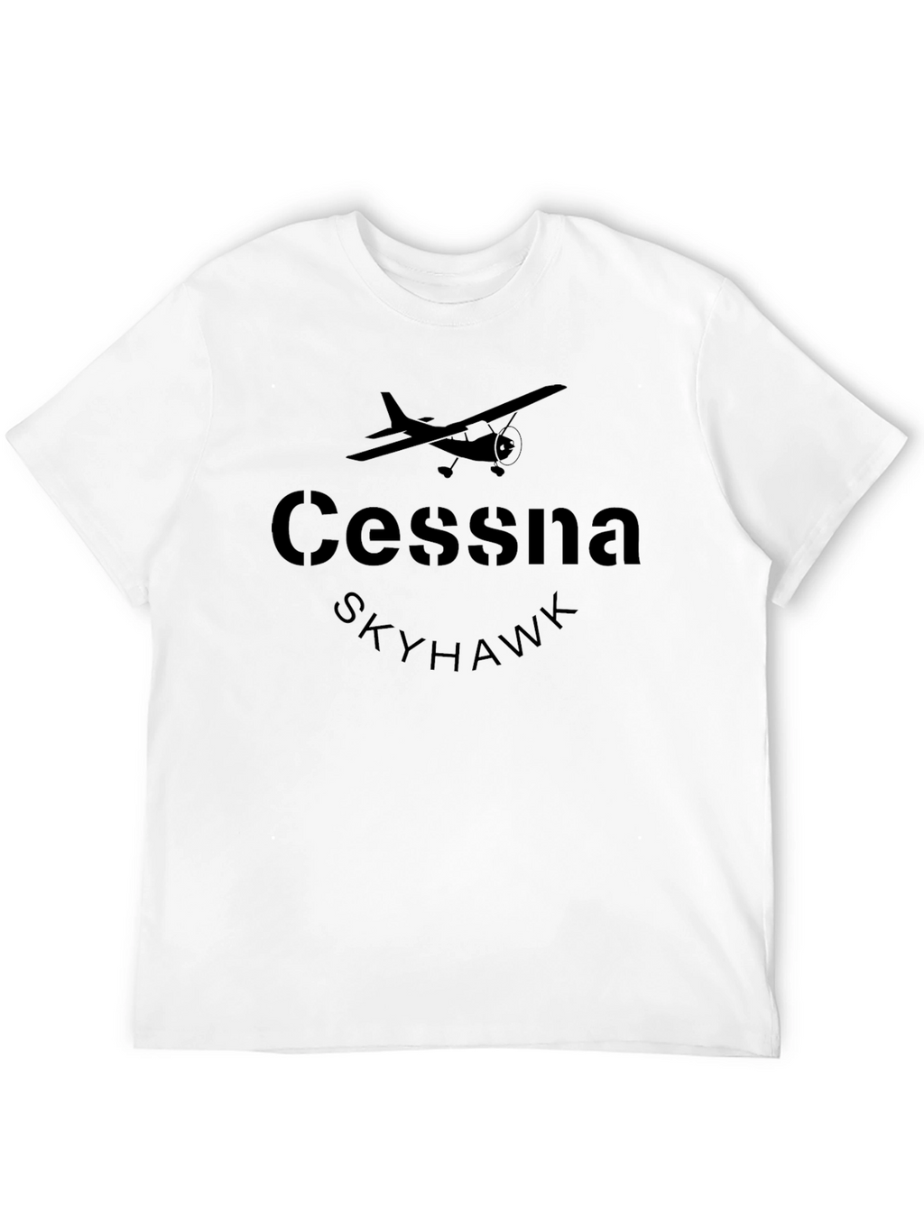 Cessna Skyhawk Airplane Black Graphic T-Shirt