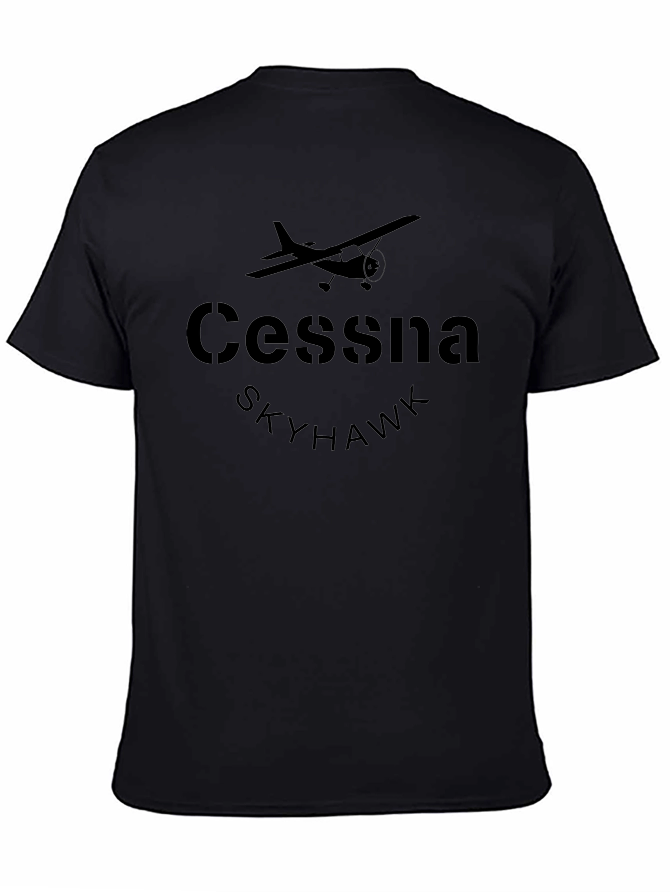 Cessna Skyhawk Airplane Black Graphic T-Shirt