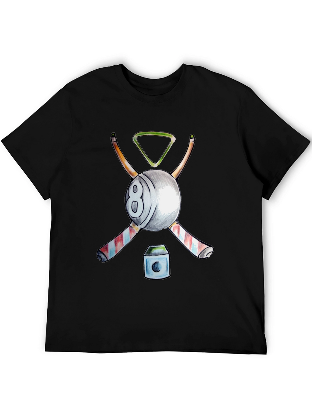 Billiards T-Shirt - 8 Ball Cue Rack Design