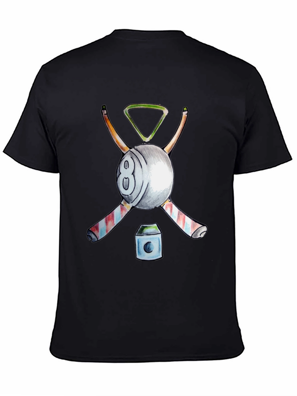 Billiards T-Shirt - 8 Ball Cue Rack Design