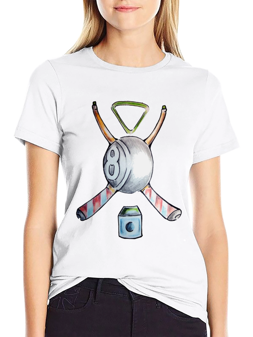 Billiards T-Shirt - 8 Ball Cue Rack Design